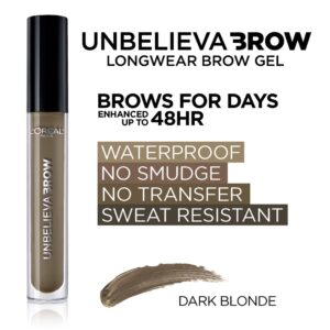 L'Oreal Paris Unbelieva-Brow Longwear Waterproof Tinted Brow Gel, Blonde - Image 75