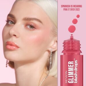 Revlon Glimmer Blush Drops, Liquid Cheek Blush, 103 Field of Roses, 0.32 fl oz - Image 14