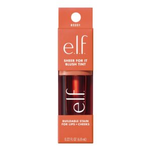 e.l.f. Sheer For It Blush Tint, Buildable Stain For Lips + Cheeks, Left On Red, 0.22 fl oz - Image 40