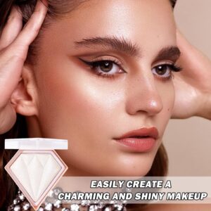 BEUKING Face Glitter Blush Pink Shimmer Highlighter Blusher Powder Facial Contour Corrector Shine Rouge, Highlighter Diamond Dust, Illuminator Long Lasting Skin Finishing Palette (01 Pearl White) - Image 7