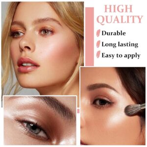 BEUKING Face Glitter Blush Pink Shimmer Highlighter Blusher Powder Facial Contour Corrector Shine Rouge, Highlighter Diamond Dust, Illuminator Long Lasting Skin Finishing Palette (01 Pearl White) - Image 8