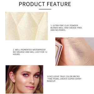 BEUKING Face Glitter Blush Pink Shimmer Highlighter Blusher Powder Facial Contour Corrector Shine Rouge, Highlighter Diamond Dust, Illuminator Long Lasting Skin Finishing Palette (01 Pearl White) - Image 9