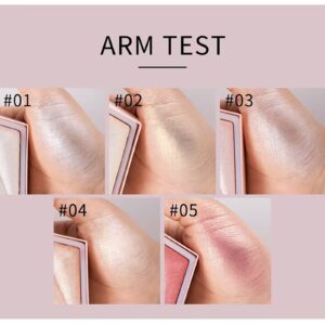 BEUKING Face Glitter Blush Pink Shimmer Highlighter Blusher Powder Facial Contour Corrector Shine Rouge, Highlighter Diamond Dust, Illuminator Long Lasting Skin Finishing Palette (01 Pearl White) - Image 10