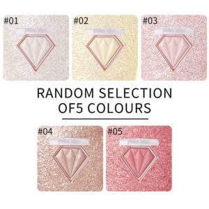 BEUKING Face Glitter Blush Pink Shimmer Highlighter Blusher Powder Facial Contour Corrector Shine Rouge, Highlighter Diamond Dust, Illuminator Long Lasting Skin Finishing Palette (01 Pearl White) - Image 12