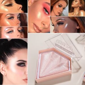BEUKING Face Glitter Blush Pink Shimmer Highlighter Blusher Powder Facial Contour Corrector Shine Rouge, Highlighter Diamond Dust, Illuminator Long Lasting Skin Finishing Palette (01 Pearl White) - Image 16