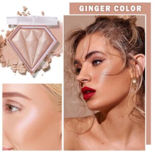 BEUKING Face Glitter Blush Pink Shimmer Highlighter Blusher Powder Facial Contour Corrector Shine Rouge, Highlighter Diamond Dust, Illuminator Long Lasting Skin Finishing Palette (01 Pearl White) - Image 19