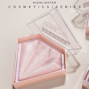 BEUKING Face Glitter Blush Pink Shimmer Highlighter Blusher Powder Facial Contour Corrector Shine Rouge, Highlighter Diamond Dust, Illuminator Long Lasting Skin Finishing Palette (01 Pearl White) - Image 22