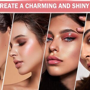 BEUKING Face Glitter Blush Pink Shimmer Highlighter Blusher Powder Facial Contour Corrector Shine Rouge, Highlighter Diamond Dust, Illuminator Long Lasting Skin Finishing Palette (01 Pearl White) - Image 26