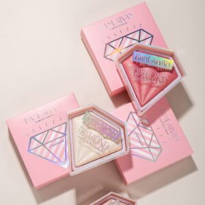 BEUKING Face Glitter Blush Pink Shimmer Highlighter Blusher Powder Facial Contour Corrector Shine Rouge, Highlighter Diamond Dust, Illuminator Long Lasting Skin Finishing Palette (01 Pearl White) - Image 35