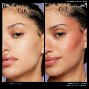 NYX Professional Makeup Wonder Stick Blush, Cream Blush Contour Stick, Coral + Deep Peach - Image 3