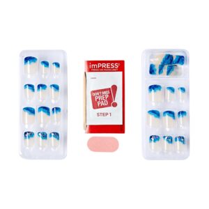KISS imPRESS Press on Nails, All Summer Long, Blue, Short Squoval, 30 Count - Image 3