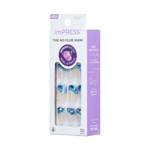 KISS imPRESS Press on Nails, All Summer Long, Blue, Short Squoval, 30 Count - Image 8