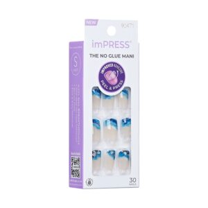 KISS imPRESS Press on Nails, All Summer Long, Blue, Short Squoval, 30 Count - Image 9