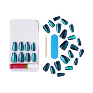 KISS Gel Fantasy Magnetic, Press On Nails, Chameleon, Blue, Medium Coffin, 28 Count - Image 5