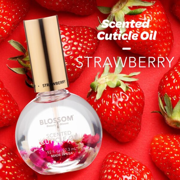 Blossom Strawberry Scented Cuticle Oil, Hydrating, Moisturizing, Strengthening, Infused with Real Flowers, 1 fl. oz.