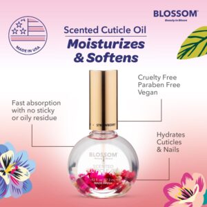 Blossom Strawberry Scented Cuticle Oil, Hydrating, Moisturizing, Strengthening, Infused with Real Flowers, 1 fl. oz.