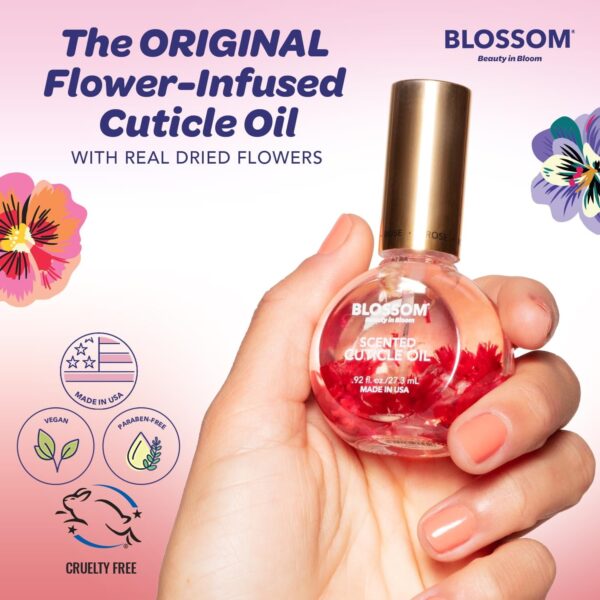 Blossom Strawberry Scented Cuticle Oil, Hydrating, Moisturizing, Strengthening, Infused with Real Flowers, 1 fl. oz.