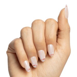 Olive & June + Bubble Instant Mani Medium Oval Press-on Nails, Cherry Floral Chrome French, 42 Pieces - Image 3