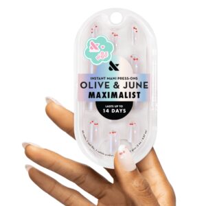 Olive & June + Bubble Instant Mani Medium Oval Press-on Nails, Cherry Floral Chrome French, 42 Pieces - Image 5