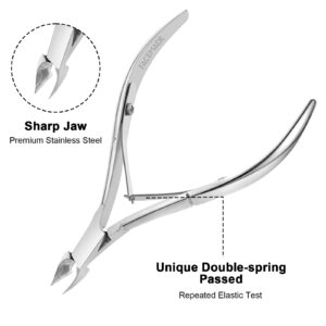 Huauoo 3-Piece Stainless Steel Cuticle Nipper Kit with Full Jaw Nipper, Pusher & Remover, Silver