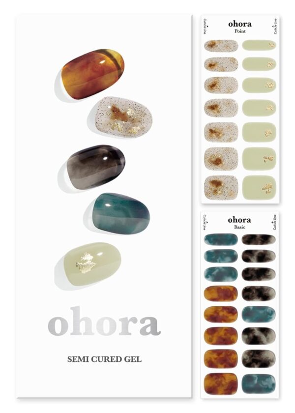 Ohora Semi Cured Gel Nail Strips (N Dreaming) – Works with Any UV Nail Lamps, Salon-Quality, Long Lasting, Easy to Apply & Remove – Includes 2 Prep Pads, Nail File & Wooden Stick