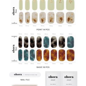 Ohora Semi Cured Gel Nail Strips (N Dreaming) – Works with Any UV Nail Lamps, Salon-Quality, Long Lasting, Easy to Apply & Remove – Includes 2 Prep Pads, Nail File & Wooden Stick
