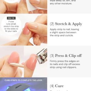 Ohora Semi Cured Gel Nail Strips (N Dreaming) – Works with Any UV Nail Lamps, Salon-Quality, Long Lasting, Easy to Apply & Remove – Includes 2 Prep Pads, Nail File & Wooden Stick