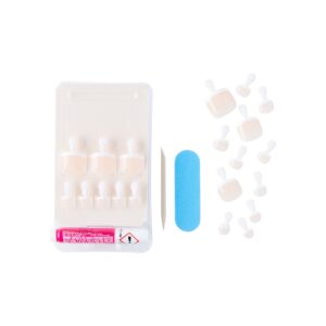 KISS Salon Acrylic French, Press on Toenails, Walk Away, White, Short Squoval, 24 Count - Image 4