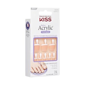 KISS Salon Acrylic French, Press on Toenails, Walk Away, White, Short Squoval, 24 Count - Image 7