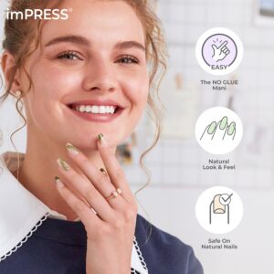 KISS imPRESS No Glue Needed Press On Nails, Design, Spoonful Joy, Blue, Medium Coffin, 30 Count