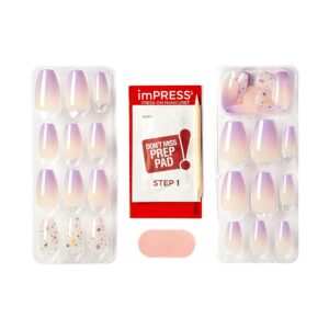 KISS imPRESS No Glue Needed Press On Nails, Design, All I Want, Purple, Medium Coffin, 30 Count - Image 5