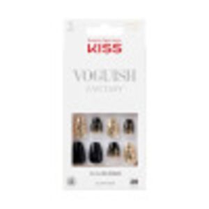 KISS Voguish Fantasy, Press On Nails, Radient, Black, Short Coffin, 28 Count