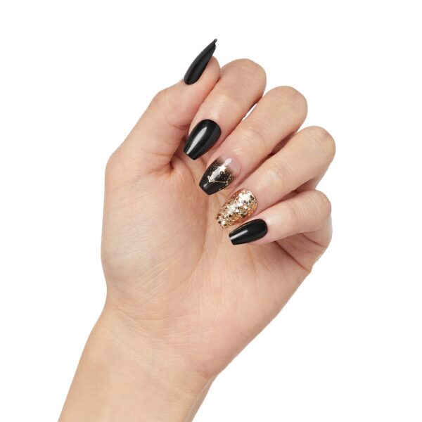 KISS Voguish Fantasy, Press On Nails, Radient, Black, Short Coffin, 28 Count