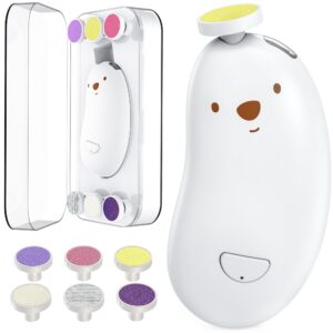 JUUTREN Baby Nail Clippers, Electric Nail Trimmer with LED Light, Gentle Baby Nail File Grooming Kit with 6 Replacement Heads & Storage Case for Infant Toddler or Adults Toes Fingernails Care