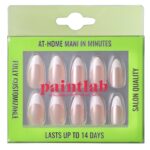 PaintLab Reusable Gel Press on Nails Kit, Almond Shape, French Chrome, 30 Count