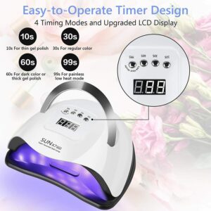 Airkoul UV LED Nail Lamp 220W, 57 LEDs Fast Dry Gel Light Nail Dryer,Portable Handle Curing Lamp 4 Timer Setting,Large Space Automatic Sensor