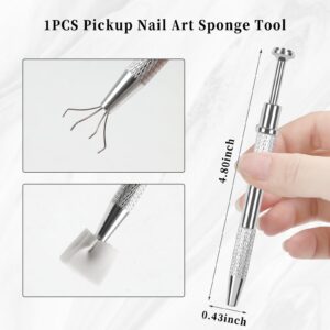 BQAN Nail Sponges for Ombre, 100pcs 0.59" White Nail Sponge with Gripper Pen for Nail Art Manicure E22 - Image 3