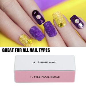 Unique Bargains 2 Pcs 4‑in‑1 Nail Buffer Block Smooth & Shine Block 4 Color Blue Pink White Green Stainless Steel - Image 3