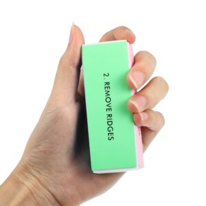 Unique Bargains 2 Pcs 4‑in‑1 Nail Buffer Block Smooth & Shine Block 4 Color Blue Pink White Green Stainless Steel - Image 4