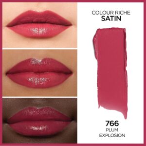 L'Oreal Paris Colour Riche Original Satin Lipstick for Moisturized Lips, 766 Plum Explosion - Image 2