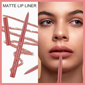 Firstfly 12 Colors Matte Retractable Lip Liner Pencil Set,High Pigment Velvet Nude Collection Makeup Waterproof Long Wear Lip Gloss,Slim Smooth Long Lasting Lip Liner for Women Beauty Makeup - Image 6