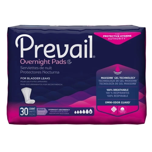 A Prevail Incontinent Pad 16″ L Overnight 30 Ct