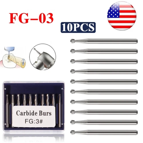 Crisp – Fg 3 Dental Round Carbide Steel Drills Burs Fg Bur For High Speed Handpiece