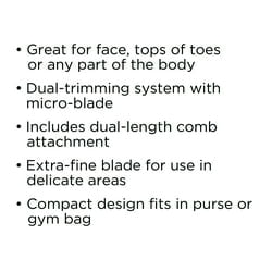Equate Electric Eyebrow & Personal Hair Trimmer with Eyebrow Guide for Painless Hair Removal, Wet or Dry, Battery Included, White