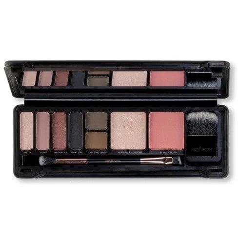 Profusion Cosmetics Glam Face 8 Shade Eyes and Face Makeup Case with 1 Dual-Ended Brush and 1 Mini Face Brush