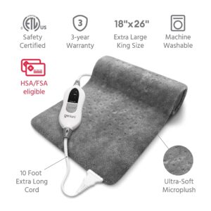 XXL Heating Pad for Back Pain / Sore Joints and Muscles - Fast Heating Technology for Moist and Dry Heat Therapy at Home - XXL Gray, 18 x 26 inches - Image 4