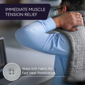 XXL Heating Pad for Back Pain / Sore Joints and Muscles - Fast Heating Technology for Moist and Dry Heat Therapy at Home - XXL Gray, 18 x 26 inches - Image 6