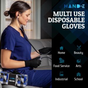 Hand-E Nitrile Gloves (Small) 100 Count - Disposable, Black, Powder and Latex Free Gloves - Image 4