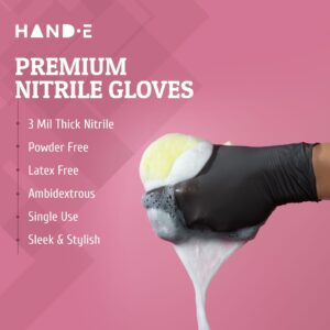 Hand-E Nitrile Gloves (Small) 100 Count - Disposable, Black, Powder and Latex Free Gloves - Image 6