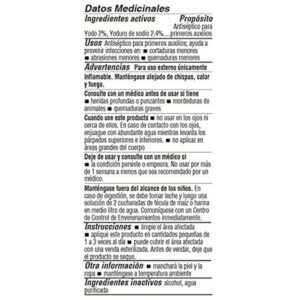 De La Cruz Tincture of Iodine First Aid Natural Antiseptic Tintura De Yodo 2% Sol. 1 Fl Oz - Image 3